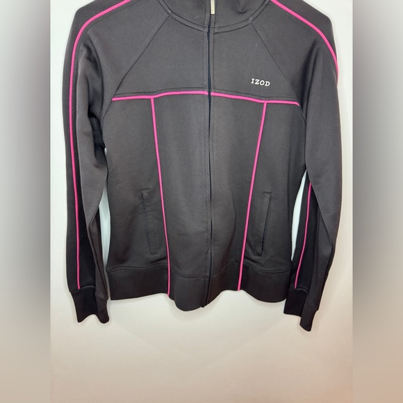 Pre-Owned LG Petite Izod Grey and Pink Zip-Up Jacket - Picture 3 of 7